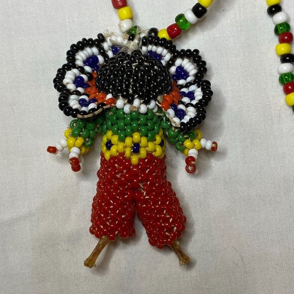 1970s Zuni Beaded Kachina Necklace Southwestern Vintage Art - Picture 9 of 14